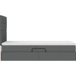 vidaXL Cama con almacenamiento y LED 90 x 190 cm Poliéster Gris oscuro New