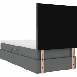 vidaXL Cama con almacenamiento y LED 90 x 190 cm Poliéster Gris oscuro New