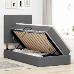 vidaXL Cama con almacenamiento y LED 90 x 190 cm Poliéster Gris oscuro New