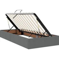 vidaXL Cama con almacenamiento y LED 90 x 190 cm Poliéster Gris oscuro New