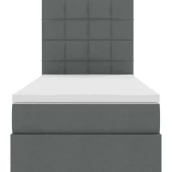 vidaXL Cama con almacenamiento y LED 90 x 190 cm Poliéster Gris oscuro New