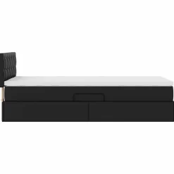 vidaXL Cama con almacenamiento y LED 90 x 190 cm Cuero sintético Negro Outlet