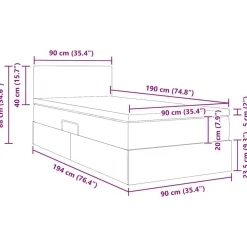 vidaXL Camas Y Accesorios-Cama con almacenamiento y colchón con colchón 90 x 190 cm