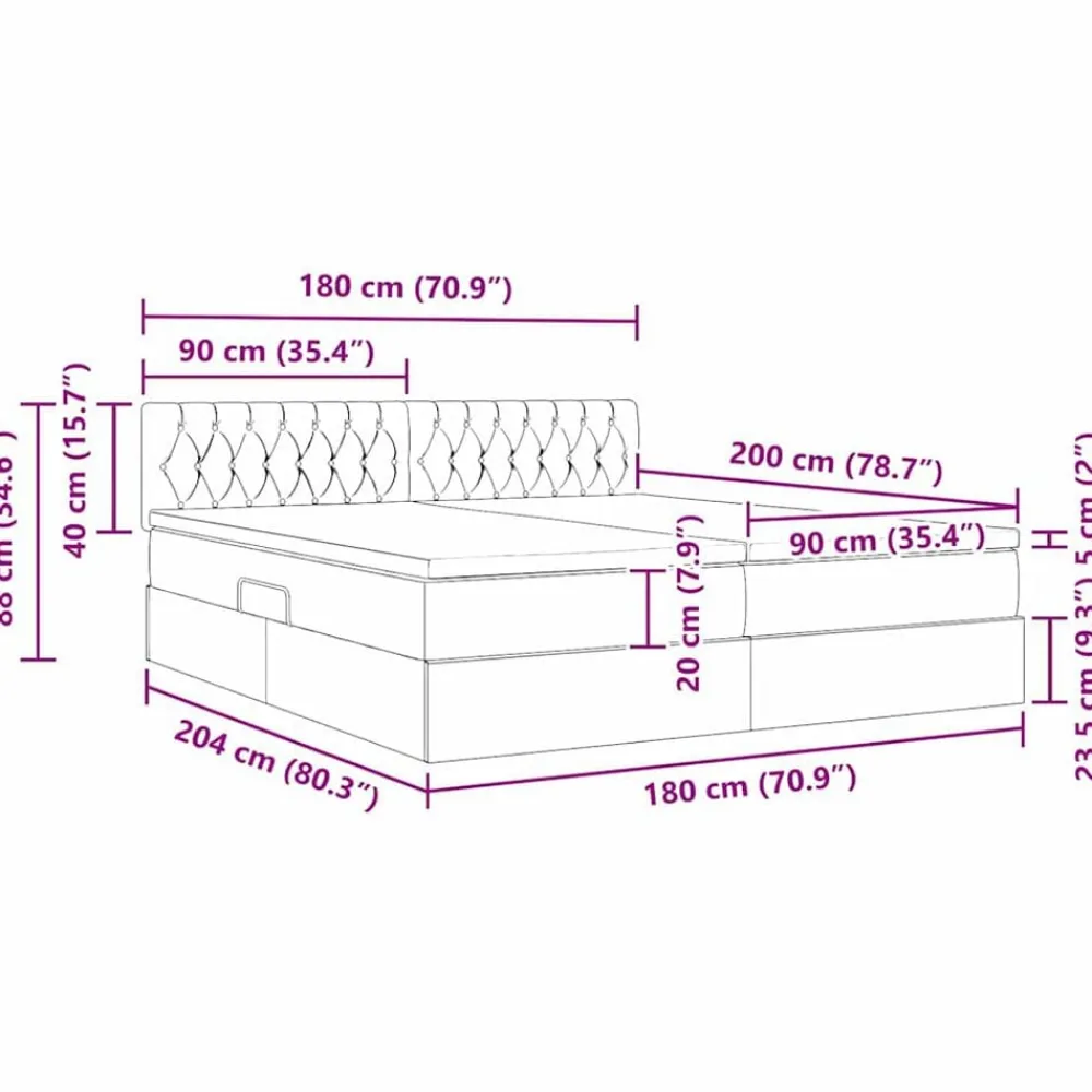 vidaXL Camas Y Accesorios-Cama con almacenamiento con colchón 90 x 200 cm