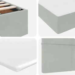 vidaXL Cama con almacenamiento con colchón 90 x 200 cm Gris claro