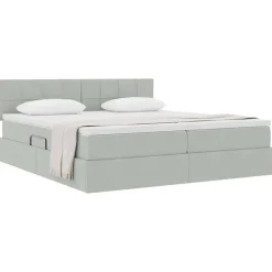 vidaXL Cama con almacenamiento con colchón 90 x 200 cm Gris claro