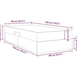 vidaXL Camas Y Accesorios-Cama con almacenamiento y colchón 90 x 190 cm Terciopelo