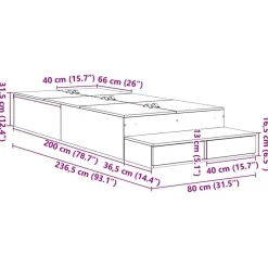 vidaXL Camas Y Accesorios-Cama con almacenamiento 80 cm Madera contrachapada