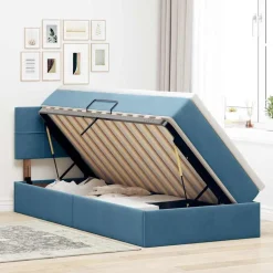 vidaXL Cama con almacenamiento 90 x 200 cm Terciopelo Azul oscuro Online