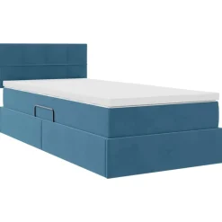 vidaXL Cama con almacenamiento 90 x 200 cm Terciopelo Azul oscuro Online