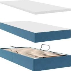 vidaXL Cama con almacenamiento 90 x 200 cm Terciopelo Azul oscuro Online