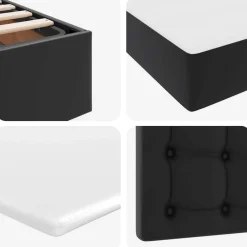 vidaXL Camas Y Accesorios-Cama con almacenamiento y LED 90 x 190 cm Cuero sintético