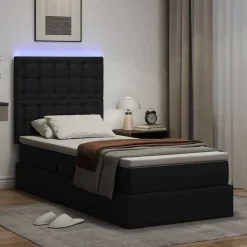 vidaXL Camas Y Accesorios-Cama con almacenamiento y LED 90 x 190 cm Cuero sintético