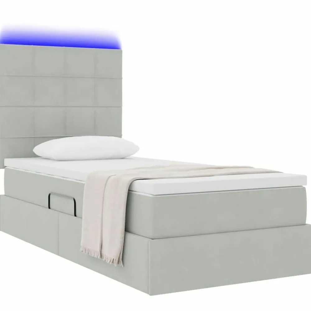 vidaXL Camas Y Accesorios-Cama con almacenamiento y LED 90 x 190 cm Terciopelo