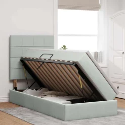 vidaXL Camas Y Accesorios-Cama con almacenamiento y LED 90 x 190 cm Terciopelo