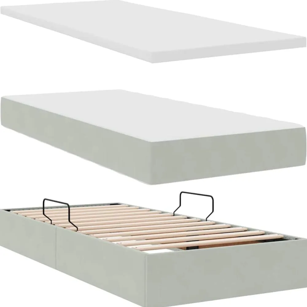 vidaXL Camas Y Accesorios-Cama con almacenamiento y LED 90 x 190 cm Terciopelo