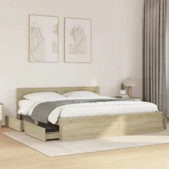vidaXL Camas Y Accesorios-Cama con cabecero madera de ingeniería 200x200 cm