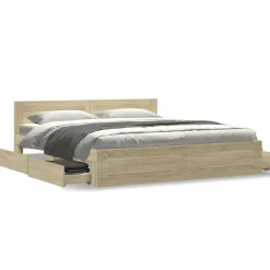vidaXL Camas Y Accesorios-Cama con cabecero madera de ingeniería 200x200 cm