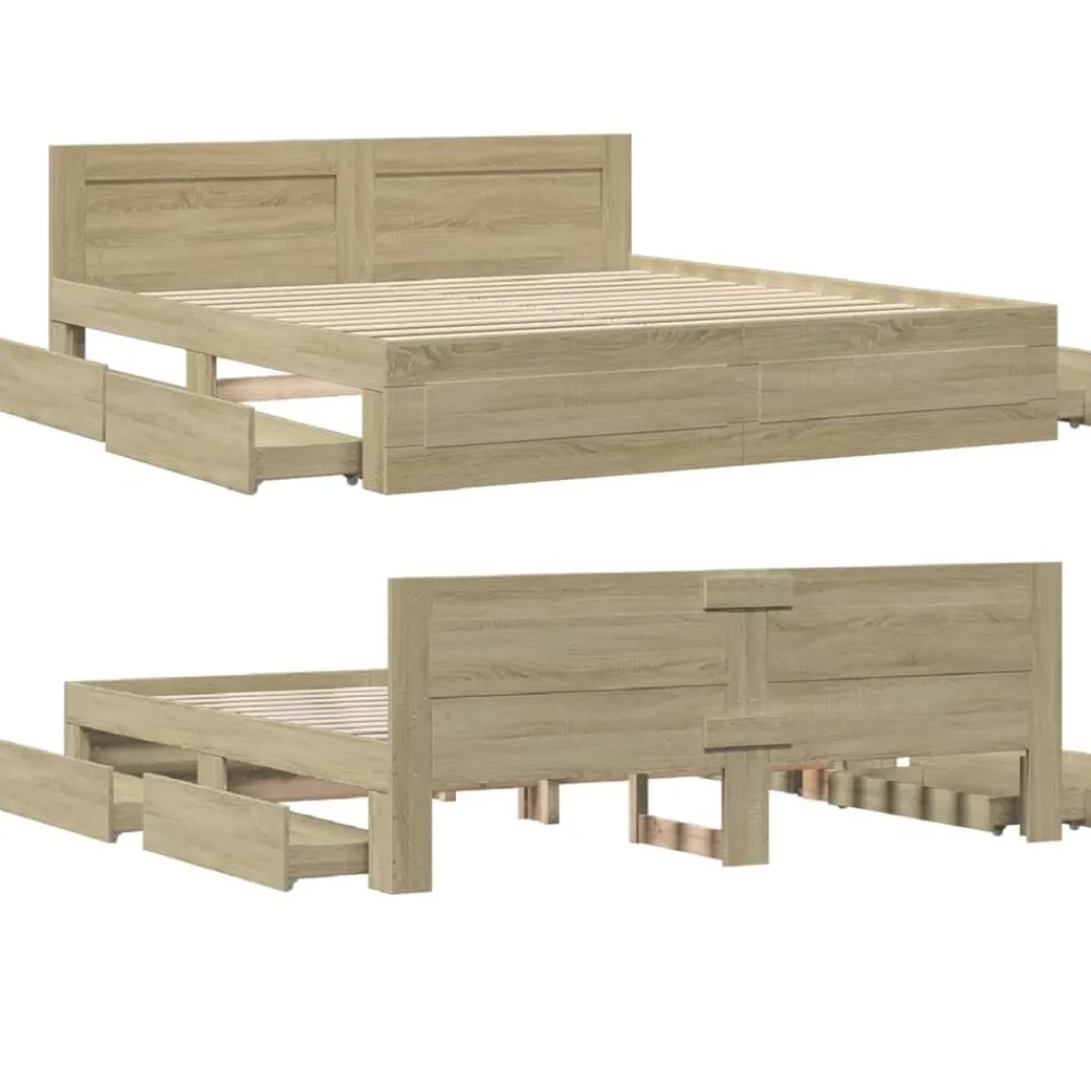 vidaXL Camas Y Accesorios-Cama con cabecero madera de ingeniería 200x200 cm