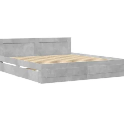 vidaXL Camas Y Accesorios-Cama con cabecero madera ingeniería gris hormigón 200x200 cm