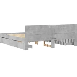 vidaXL Camas Y Accesorios-Cama con cabecero madera ingeniería gris hormigón 200x200 cm