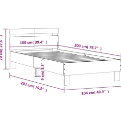 vidaXL Camas Y Accesorios-Cama con cabecero madera de ingeniería 100x200 cm