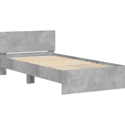 vidaXL Camas Y Accesorios-Cama con cabecero madera de ingeniería gris hormigón 100x200 cm