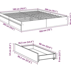 vidaXL Camas Y Accesorios-Cama con cajones madera ingeniería 180x200 cm