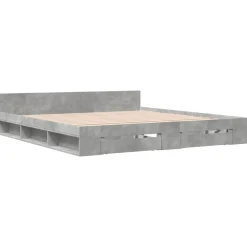 vidaXL Cama con cajones madera ingeniería gris hormigón 200x200 cm Gris hormig&oacute;n Sale