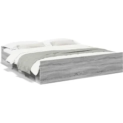 vidaXL Cama con cajones madera ingeniería 200x200 cm Gris sonoma New