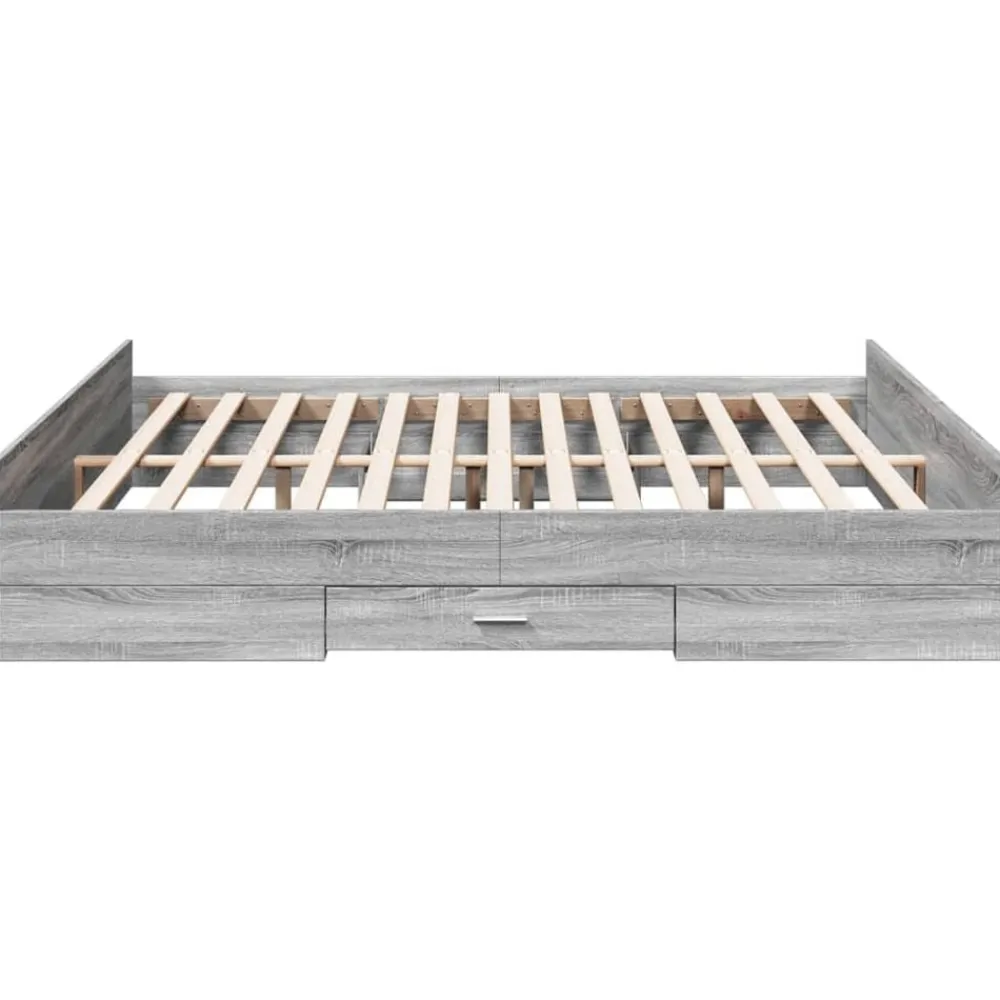 vidaXL Cama con cajones madera ingeniería 200x200 cm Gris sonoma New