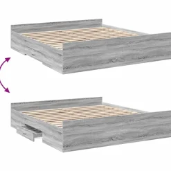 vidaXL Cama con cajones madera ingeniería 200x200 cm Gris sonoma New