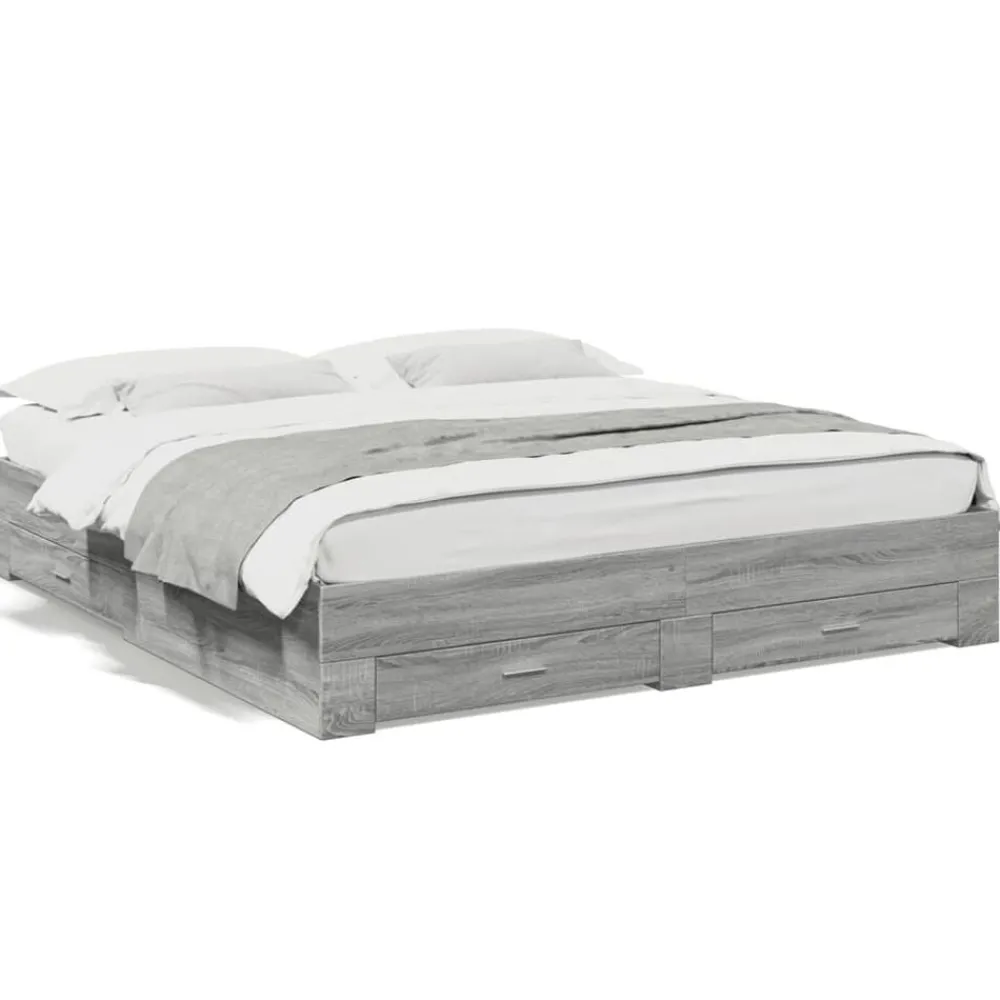vidaXL Camas Y Accesorios-Cama con cajones madera ingeniería 200x200 cm