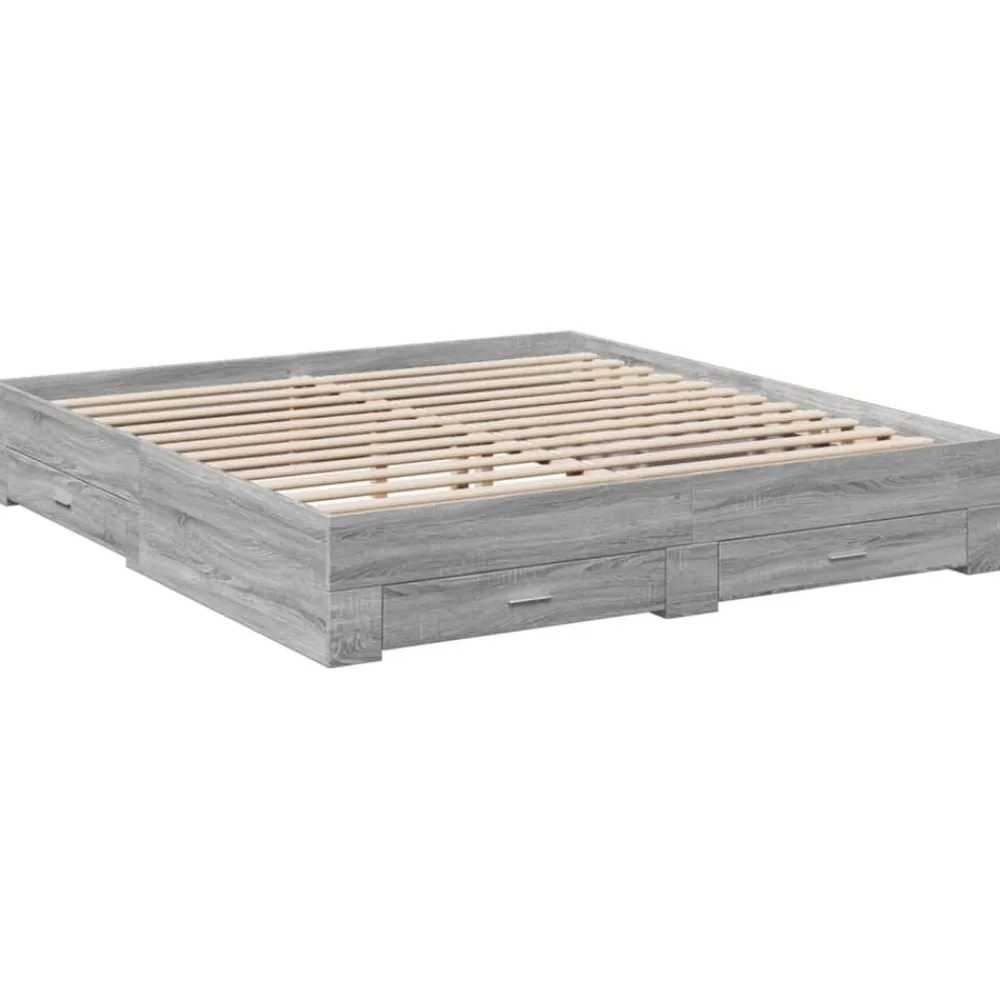 vidaXL Camas Y Accesorios-Cama con cajones madera ingeniería 200x200 cm