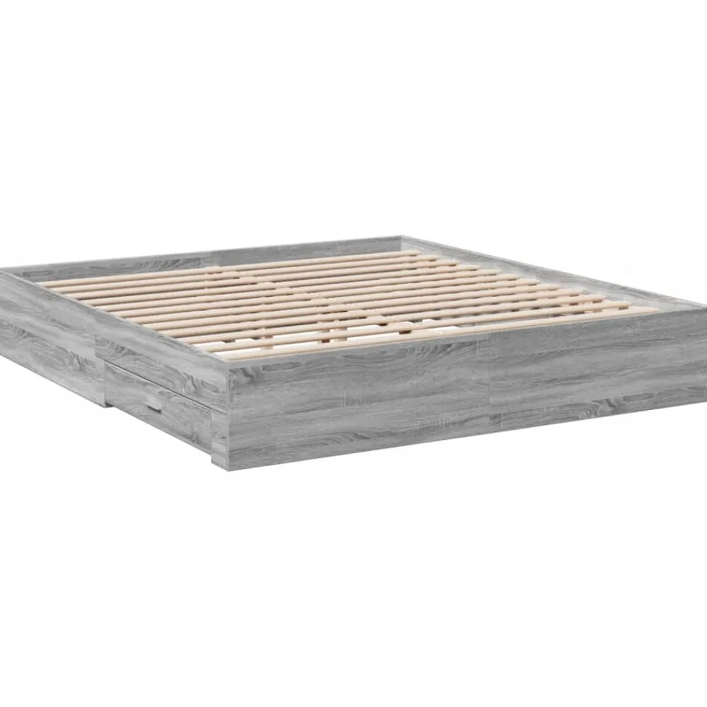 vidaXL Camas Y Accesorios-Cama con cajones madera ingeniería 200x200 cm