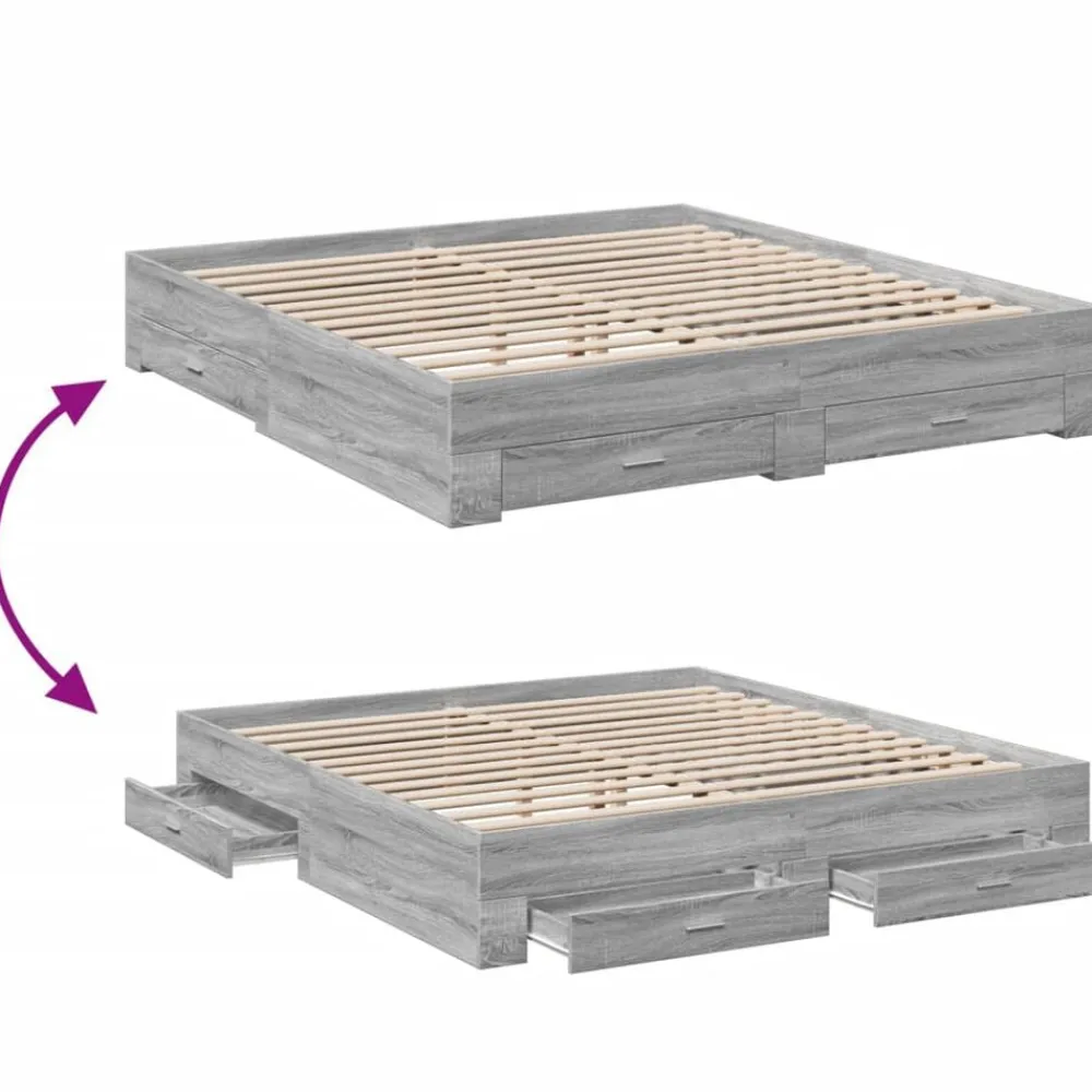 vidaXL Camas Y Accesorios-Cama con cajones madera ingeniería 200x200 cm