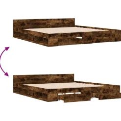 vidaXL Cama con cajones madera de ingeniería 200x200 cm Roble ahumado Clearance