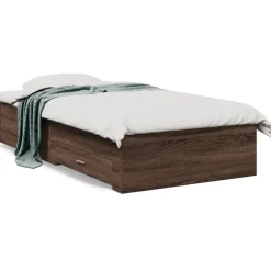 vidaXL Cama con cajones madera de ingeniería marrón roble 100x200 cm Marr&oacute;n roble Discount