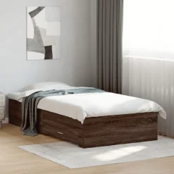 vidaXL Cama con cajones madera de ingeniería marrón roble 100x200 cm Marr&oacute;n roble Discount