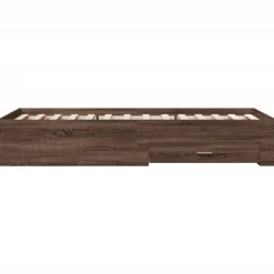 vidaXL Cama con cajones madera de ingeniería marrón roble 100x200 cm Marrón roble Discount