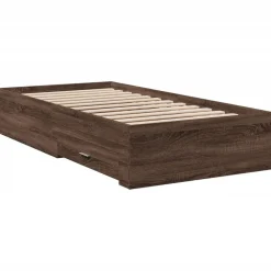 vidaXL Cama con cajones madera de ingeniería marrón roble 100x200 cm Marrón roble Discount