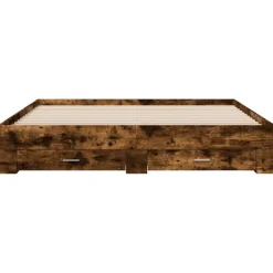 vidaXL Cama con cajones madera de ingeniería 200x200 cm Roble ahumado Sale