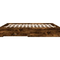 vidaXL Cama con cajones madera de ingeniería 200x200 cm Roble ahumado Sale