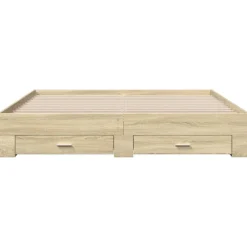 vidaXL Cama con cajones madera ingeniería 200x200 cm Roble Sonoma Clearance