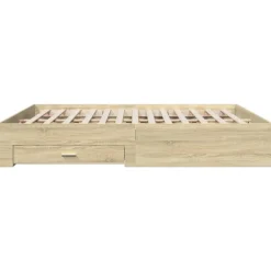 vidaXL Cama con cajones madera ingeniería 200x200 cm Roble Sonoma Clearance