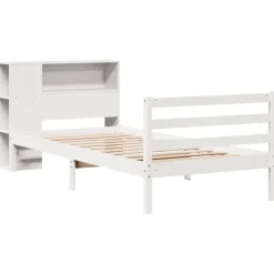 vidaXL Cama con estantería sin colchón madera maciza blanca 75x190 cm Blanco Best