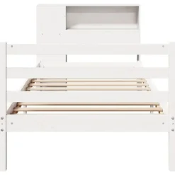 vidaXL Cama con estantería sin colchón madera maciza blanca 75x190 cm Blanco Best