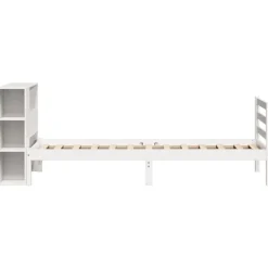 vidaXL Cama con estantería sin colchón madera maciza blanca 75x190 cm Blanco Best