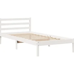 vidaXL Cama con estantería sin colchón madera maciza blanca 75x190 cm Blanco Best
