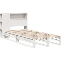 vidaXL Cama con estantería sin colchón madera maciza blanca 75x190 cm Blanco Best